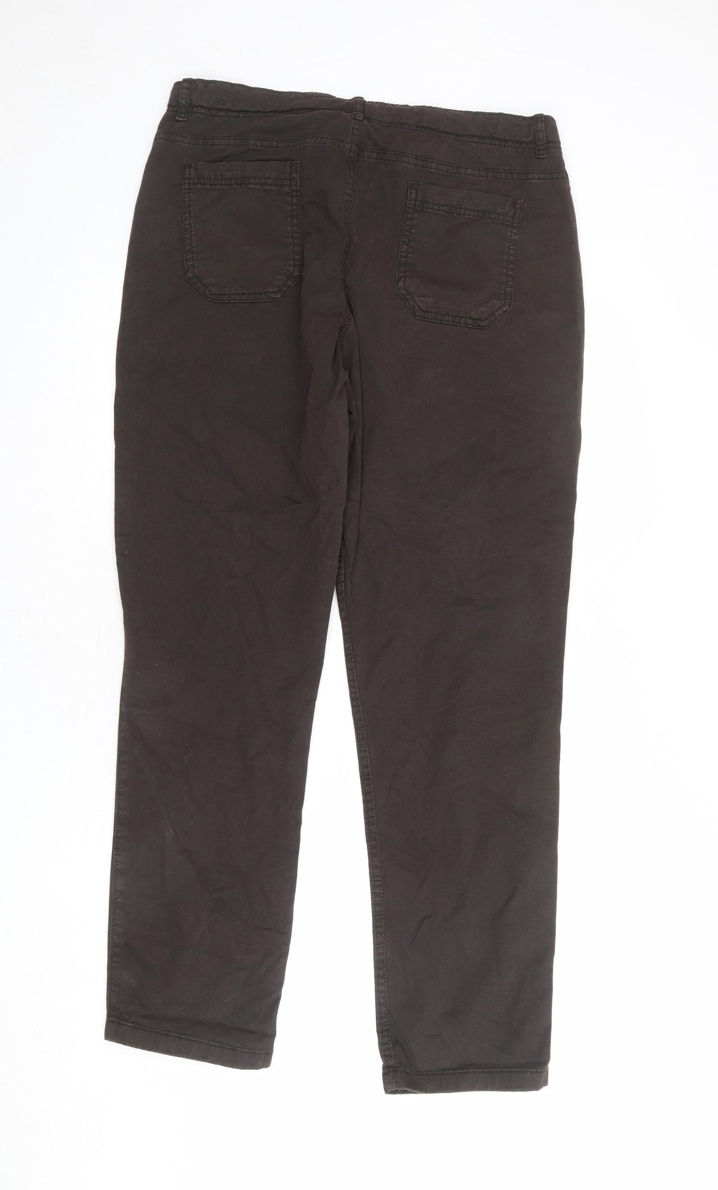 Fat Face Womens Brown Cotton Straight Jeans Size 14 L28 in Regular Zip