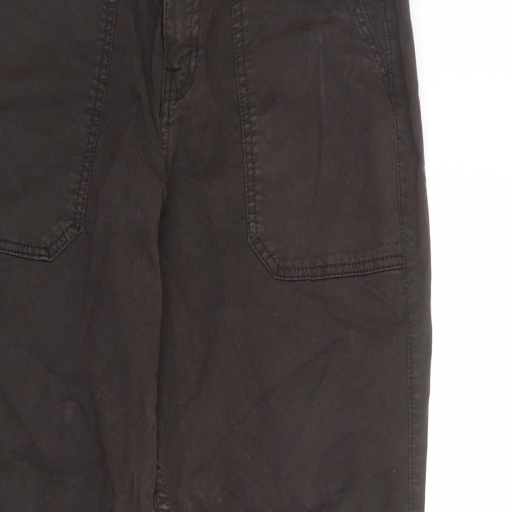 Fat Face Womens Brown Cotton Straight Jeans Size 14 L28 in Regular Zip