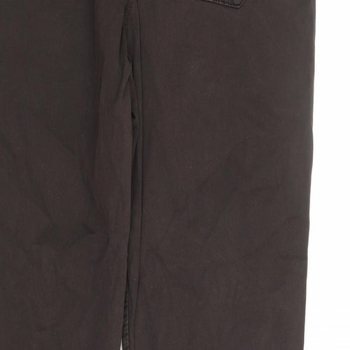 Fat Face Womens Brown Cotton Straight Jeans Size 14 L28 in Regular Zip