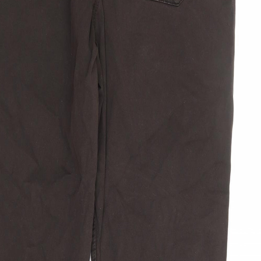 Fat Face Womens Brown Cotton Straight Jeans Size 14 L28 in Regular Zip