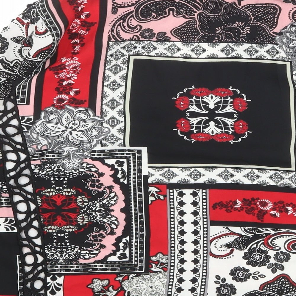 River Island Womens Multicoloured Geometric Polyester Basic Blouse Size 6 V-Neck