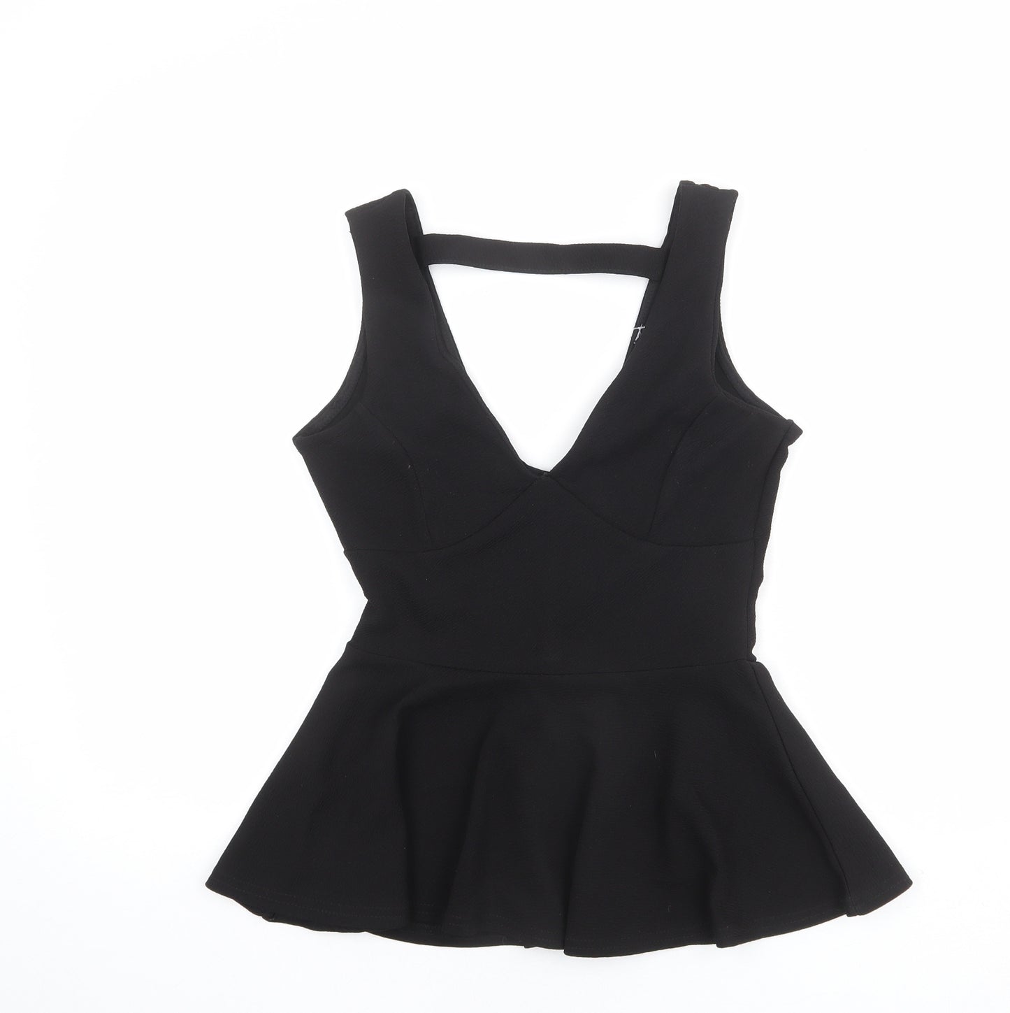 Boohoo Womens Black Polyester Basic Tank Size 8 V-Neck