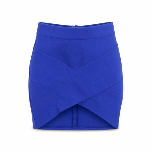 Blossom Womens Blue Cotton Bandage Skirt Size 10 Zip