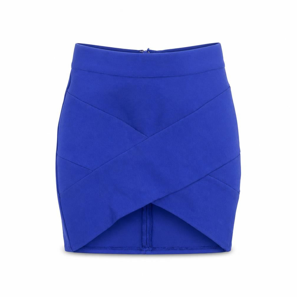 Blossom Womens Blue Cotton Bandage Skirt Size 10 Zip