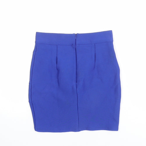 Blossom Womens Blue Cotton Bandage Skirt Size 10 Zip