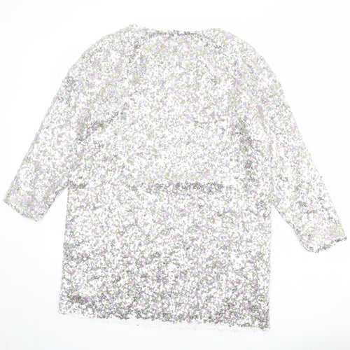 Zara Womens Silver Polyester Shift Size S Boat Neck Pullover