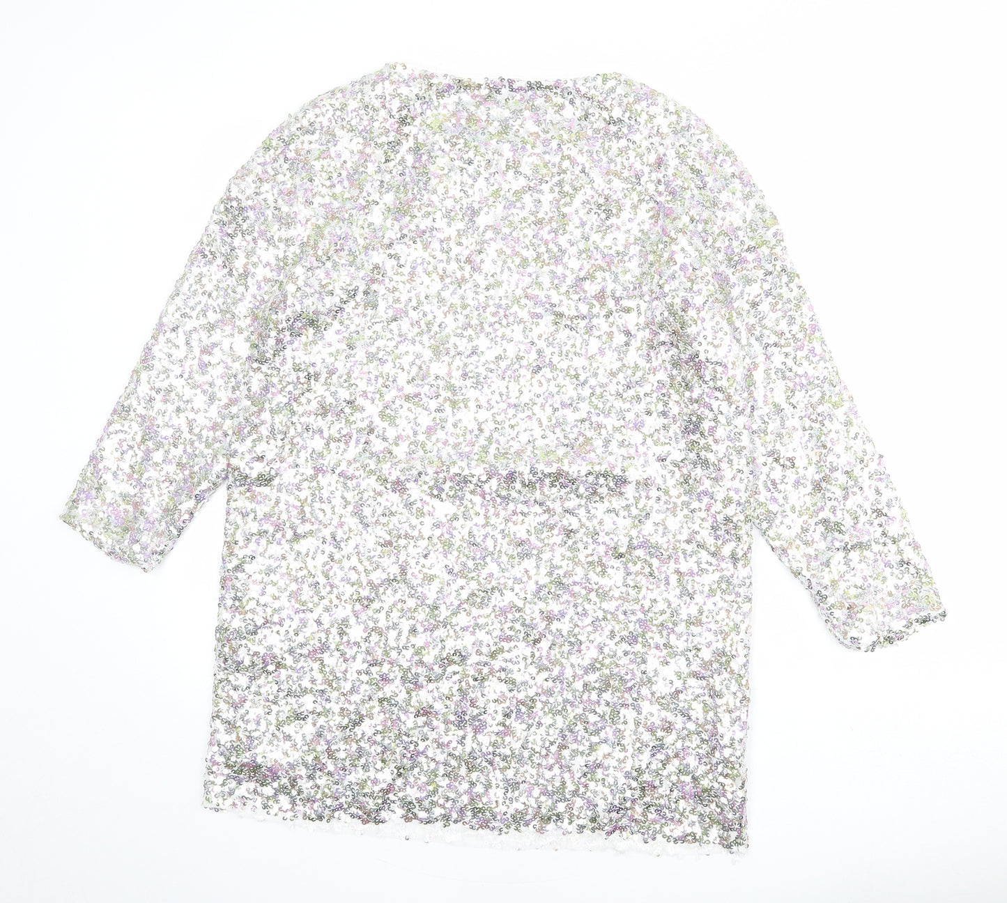 Zara Womens Silver Polyester Shift Size S Boat Neck Pullover