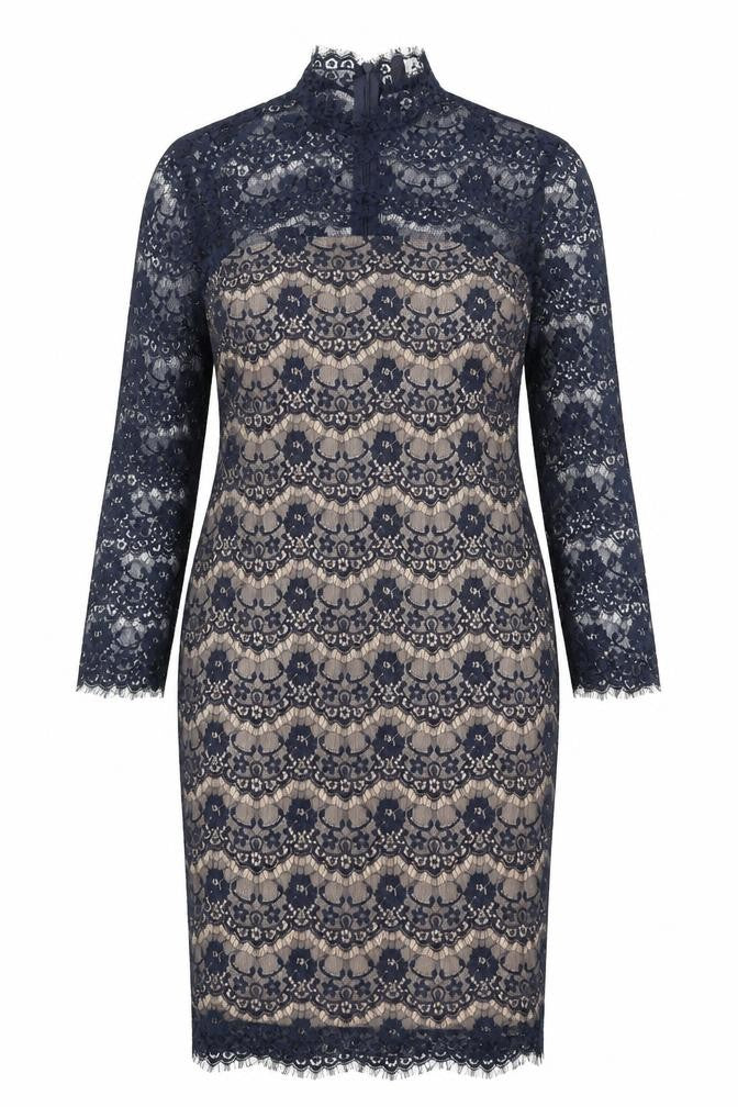 AX Paris Womens Blue Polyester Pencil Dress Size 14 Mock Neck Zip