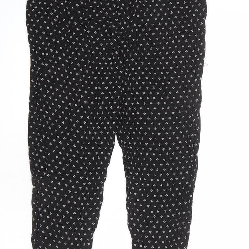 Denver Hayes Womens Black Geometric Viscose Jogger Trousers Size S L25 in Regular Drawstring