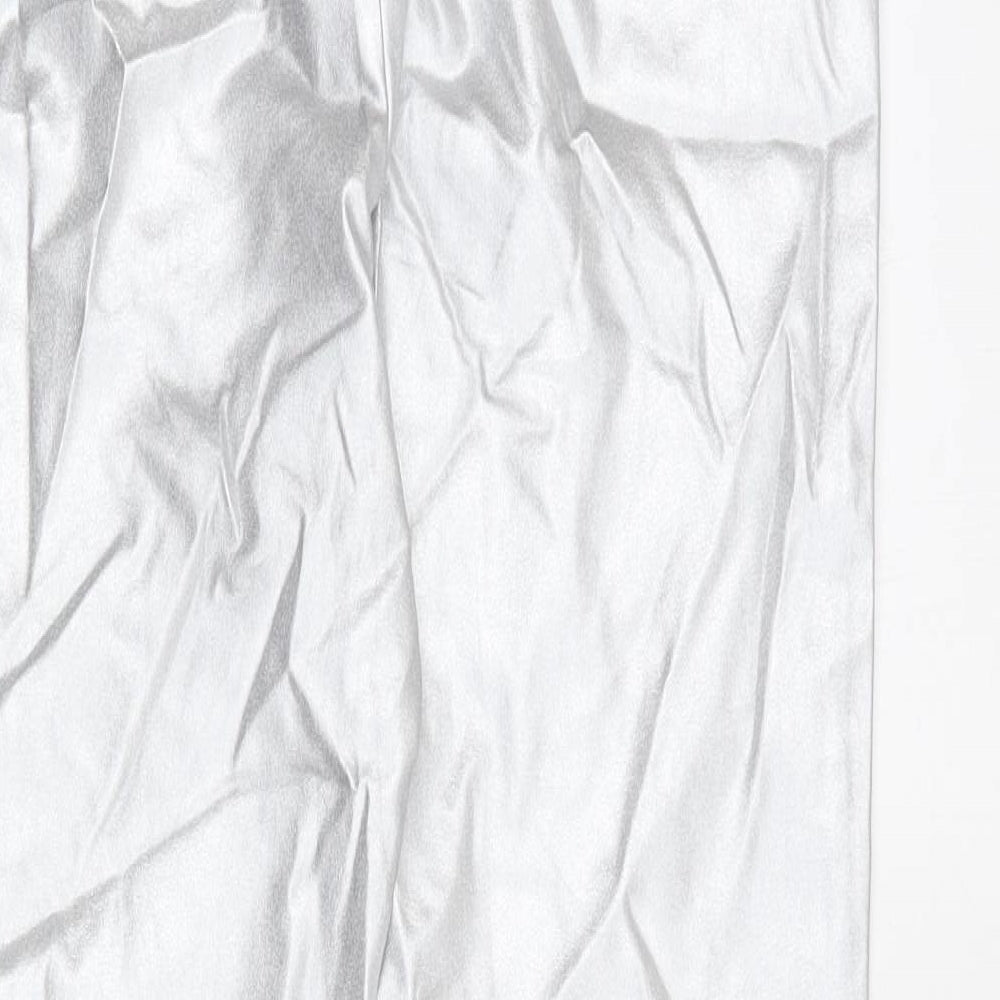Zara Womens Silver Viscose Trousers Size L L26 in Regular Zip
