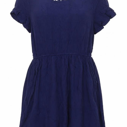 Tokyo Doll Womens Blue Viscose Skater Dress Size 14 Boat Neck Pullover