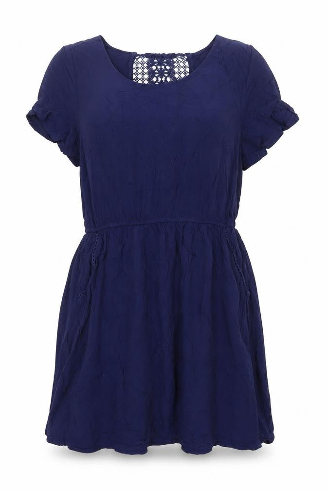 Tokyo Doll Womens Blue Viscose Skater Dress Size 14 Boat Neck Pullover