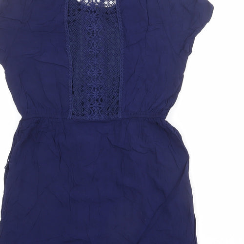 Tokyo Doll Womens Blue Viscose Skater Dress Size 14 Boat Neck Pullover