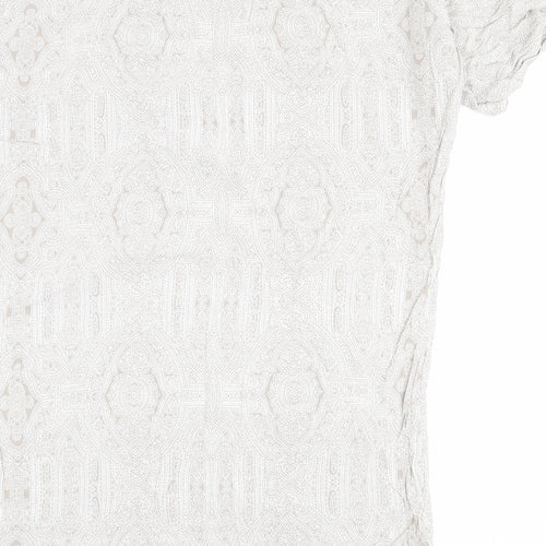 H&M Womens Beige Paisley Viscose T-Shirt Dress Size 8 Round Neck Pullover
