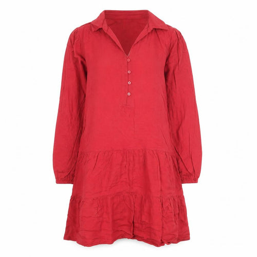 Marks and Spencer Womens Red Viscose Shirt Dress Size 6 Collared Button