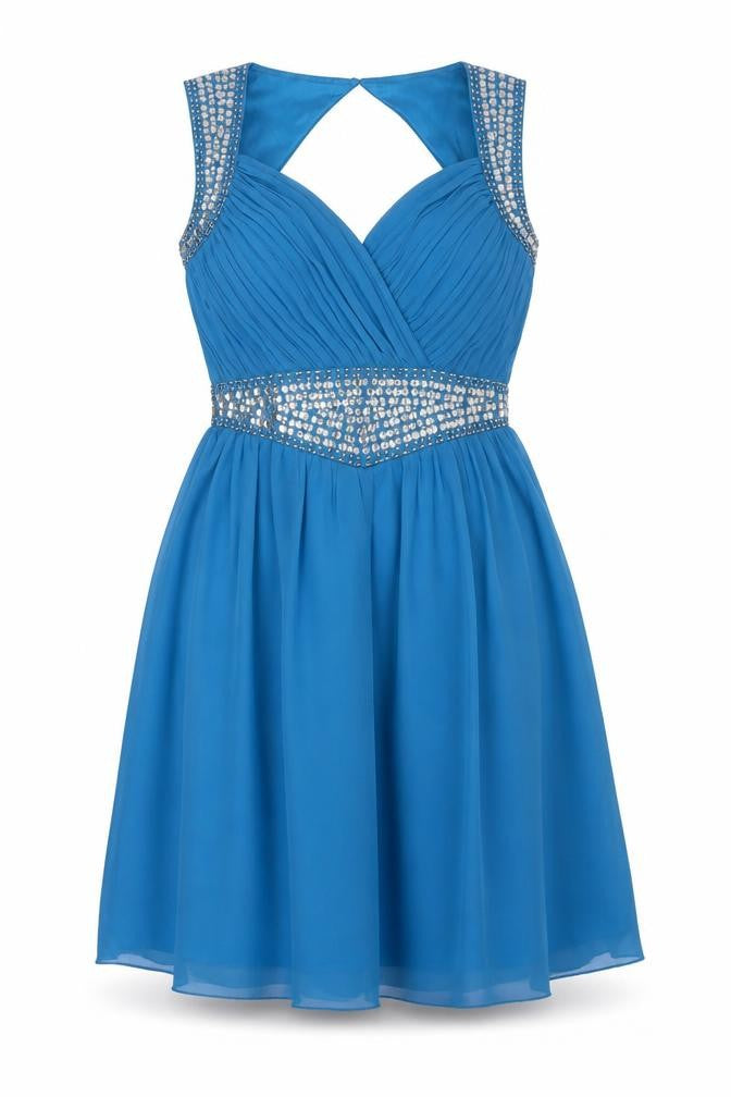 Little Mistress Womens Blue Polyester Fit & Flare Size 10 Sweetheart Zip - Cut Out Back Detail