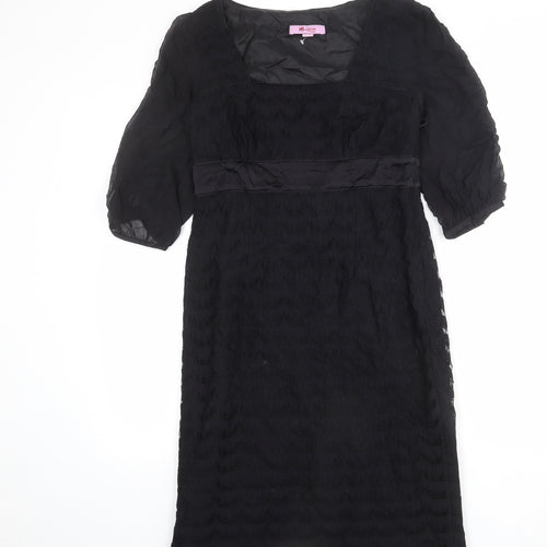 Monsoon Womens Black Polyester Sheath Size 10 Square Neck Zip