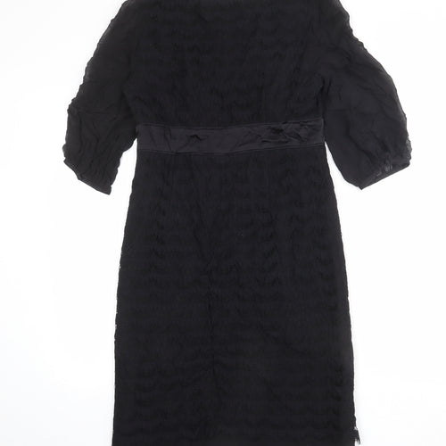 Monsoon Womens Black Polyester Sheath Size 10 Square Neck Zip