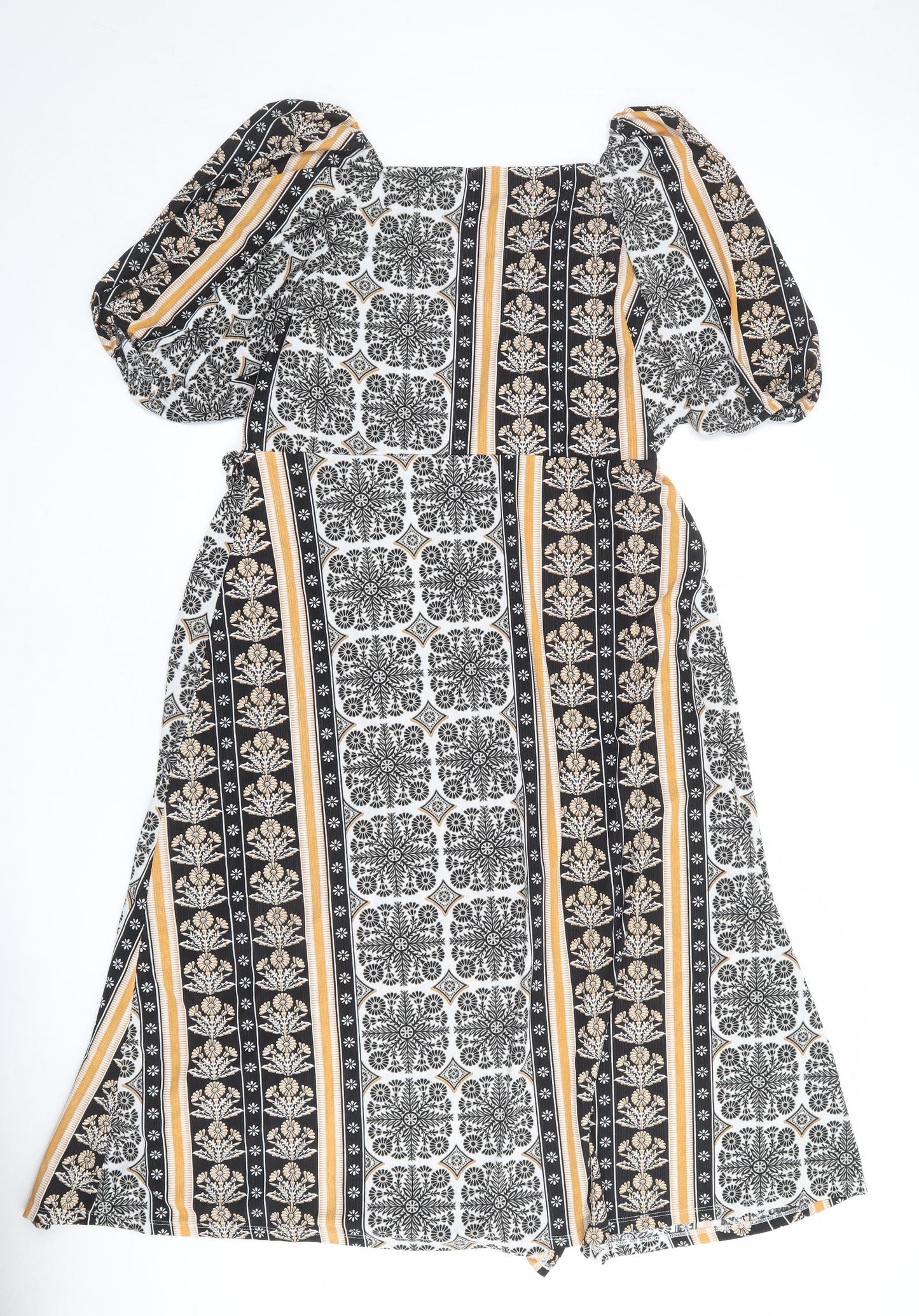 NEXT Womens Multicoloured Geometric Polyester Wrap Dress Size 18 V-Neck Zip