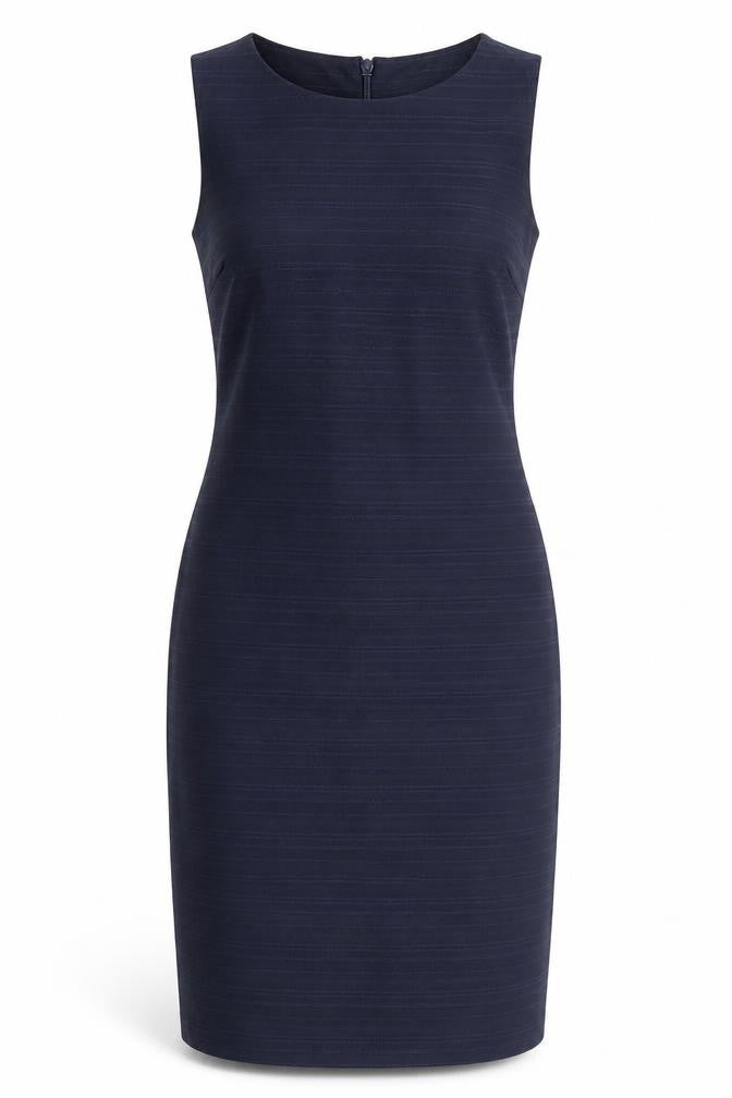 NEXT Womens Blue Striped Polyester Pencil Dress Size 12 Boat Neck Zip