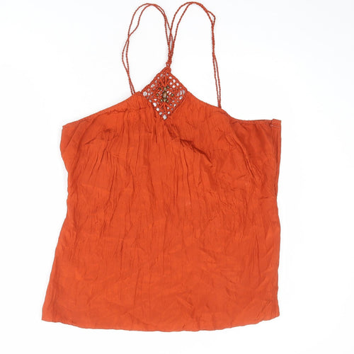 Wallis Womens Orange Silk Basic Tank Size 16 Halter