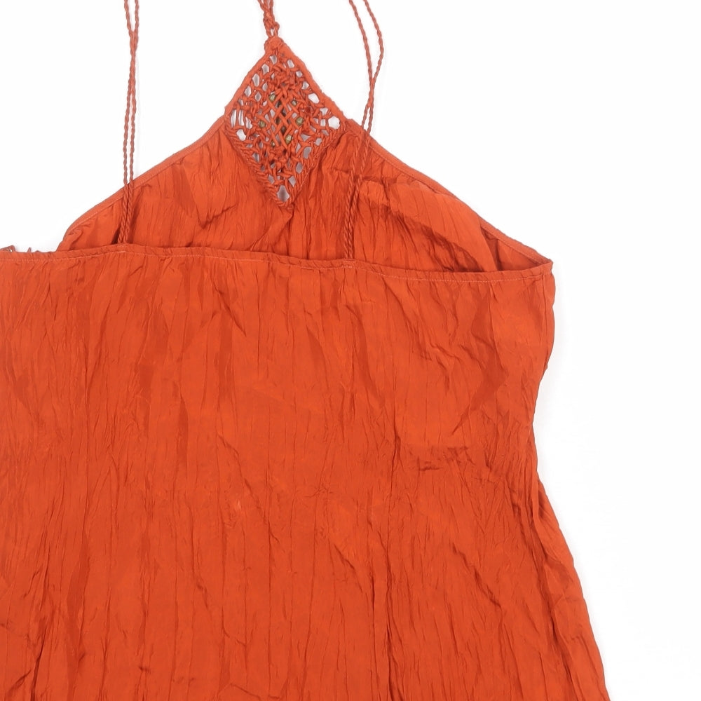Wallis Womens Orange Silk Basic Tank Size 16 Halter