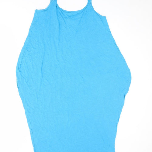 ASOS Womens Blue Viscose Slip Dress Size 12 Scoop Neck Pullover