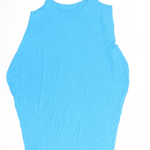 ASOS Womens Blue Viscose Slip Dress Size 12 Scoop Neck Pullover