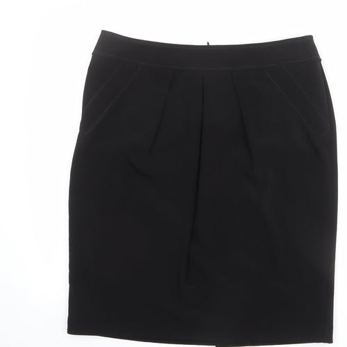 Marks and Spencer Womens Black Polyester A-Line Skirt Size 14 Zip