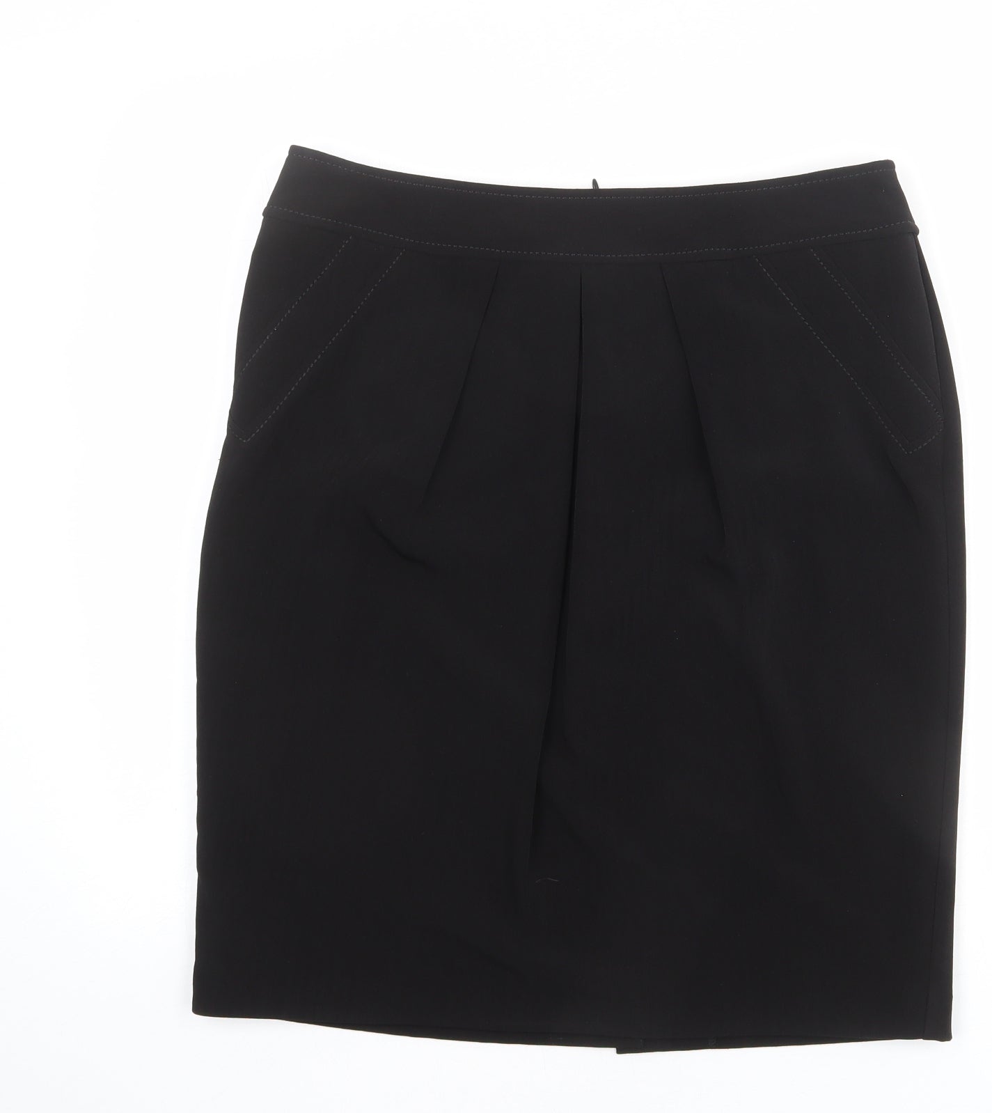 Marks and Spencer Womens Black Polyester A-Line Skirt Size 14 Zip