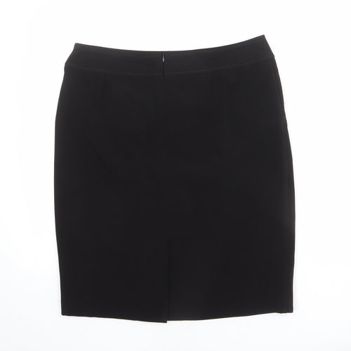 Marks and Spencer Womens Black Polyester A-Line Skirt Size 14 Zip