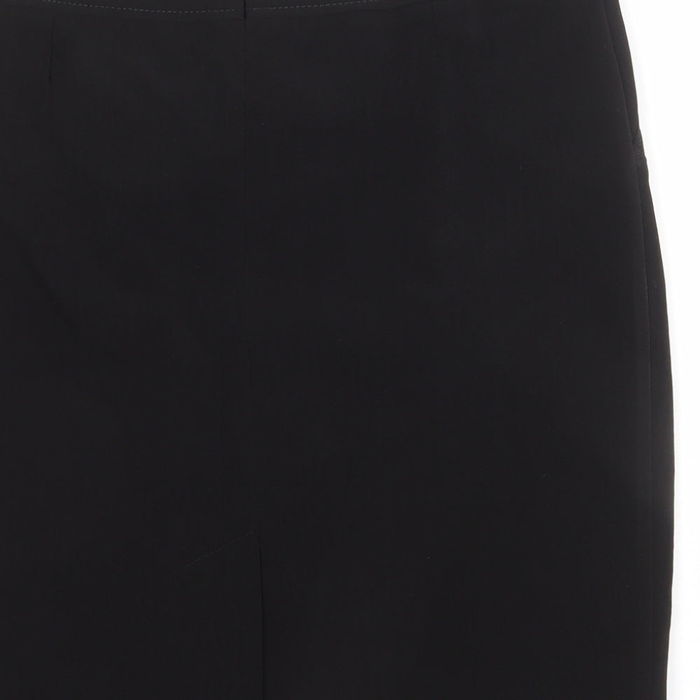 Marks and Spencer Womens Black Polyester A-Line Skirt Size 14 Zip