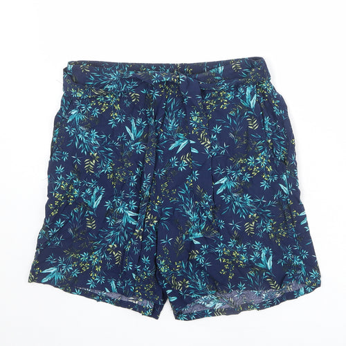 Bonmarché Womens Blue Floral Viscose Basic Shorts Size 12 L5 in Regular Pull On