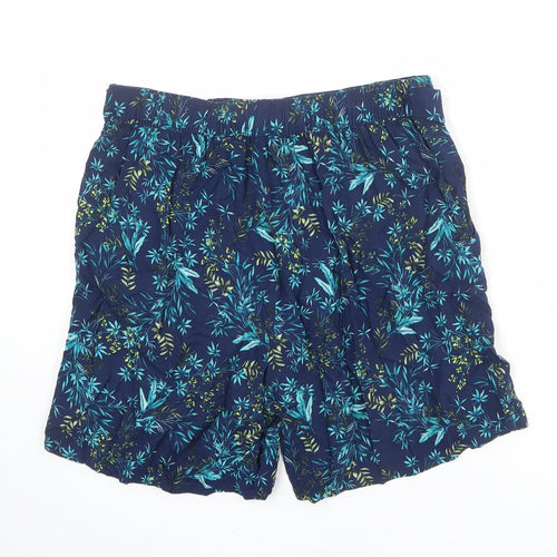 Bonmarché Womens Blue Floral Viscose Basic Shorts Size 12 L5 in Regular Pull On