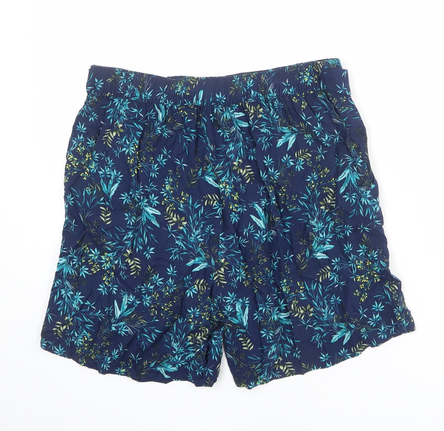 Bonmarché Womens Blue Floral Viscose Basic Shorts Size 12 L5 in Regular Pull On