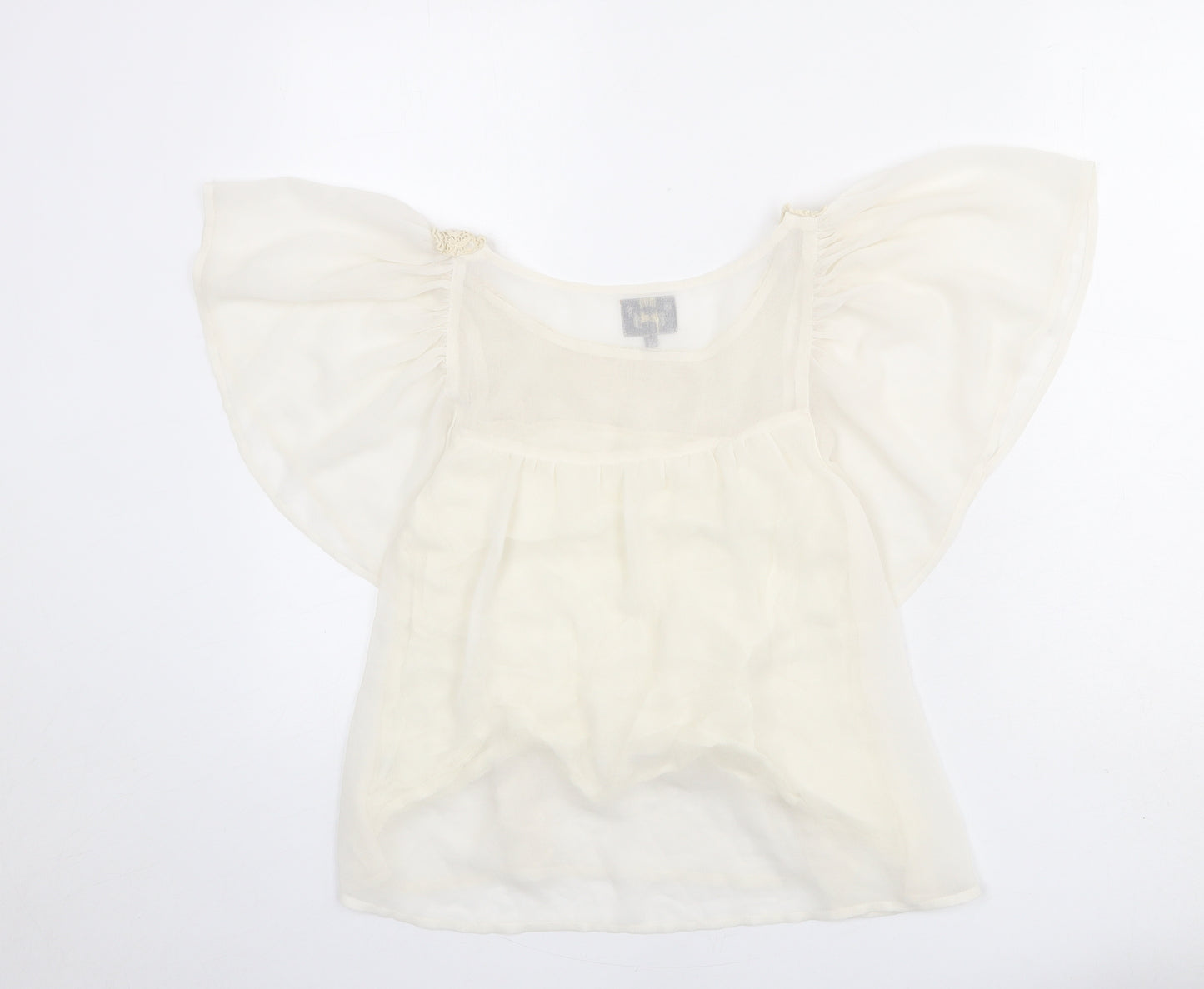 River Island Womens Ivory 100% Cotton Basic Blouse Size 8 Round Neck