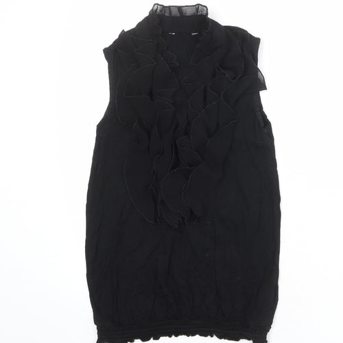 New Look Womens Black Viscose Basic Blouse Size 6 V-Neck