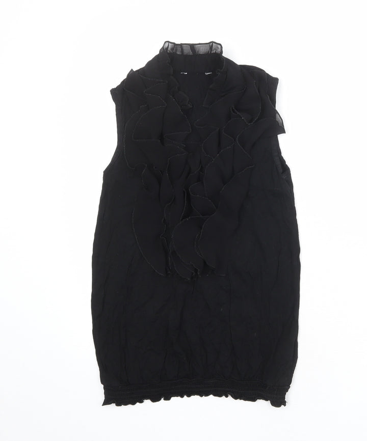 New Look Womens Black Viscose Basic Blouse Size 6 V-Neck