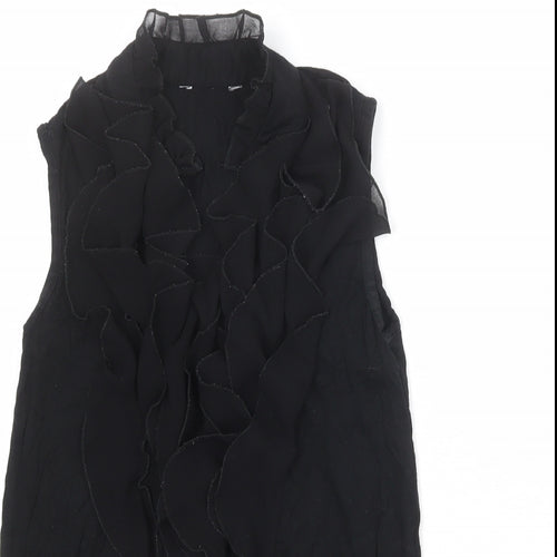 New Look Womens Black Viscose Basic Blouse Size 6 V-Neck