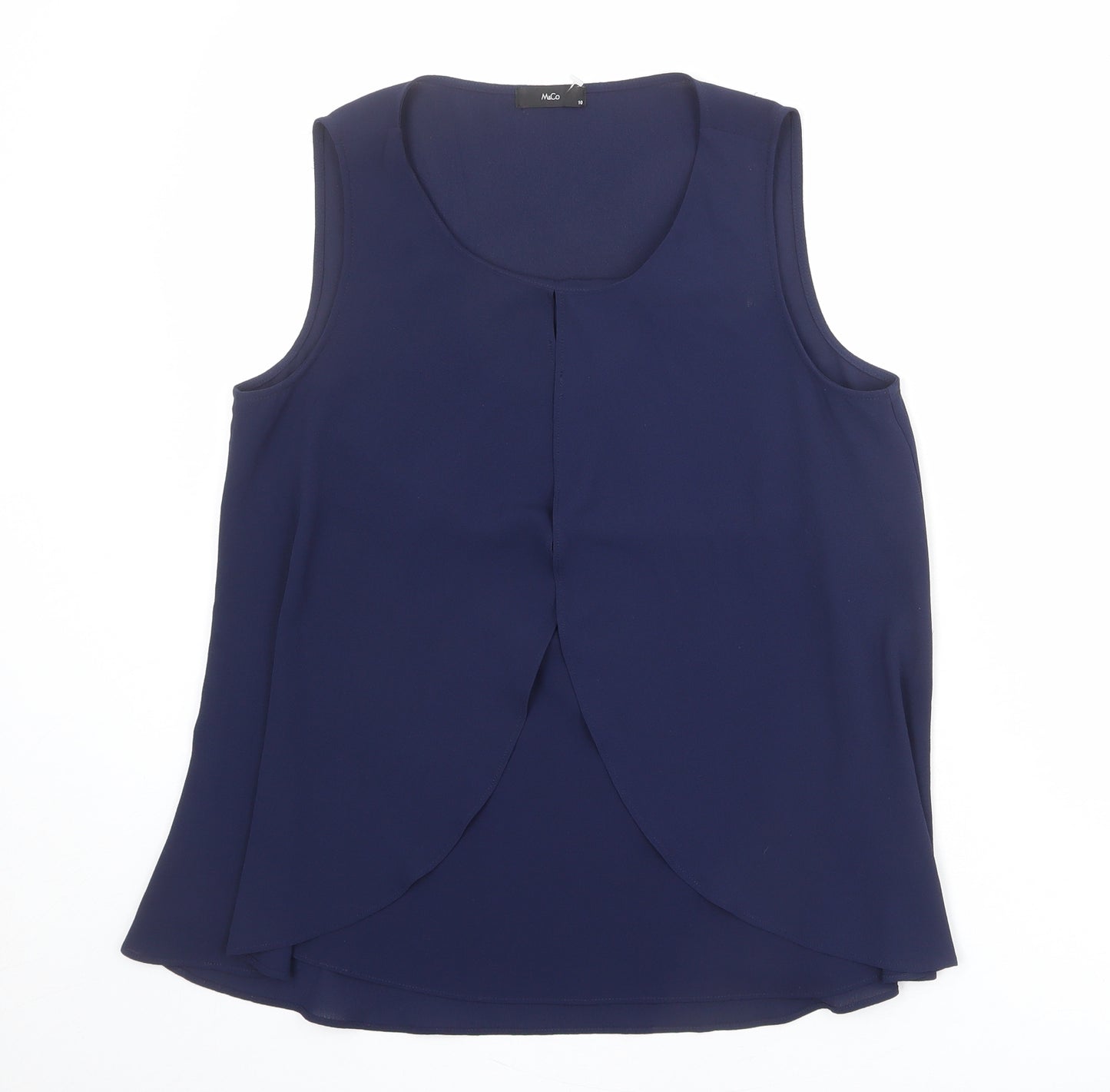 M&Co Womens Blue Polyester Basic Tank Size 10 Round Neck