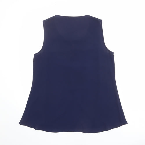 M&Co Womens Blue Polyester Basic Tank Size 10 Round Neck