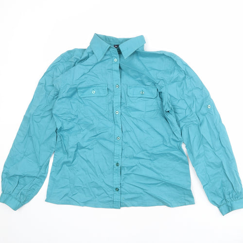 Gap Womens Blue Polyester Basic Button-Up Size S Collared