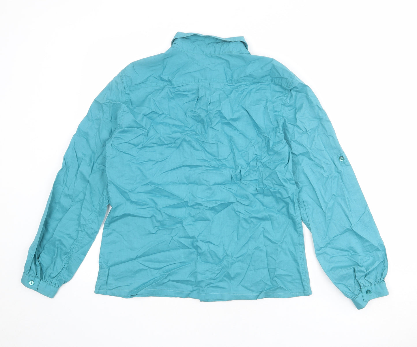 Gap Womens Blue Polyester Basic Button-Up Size S Collared