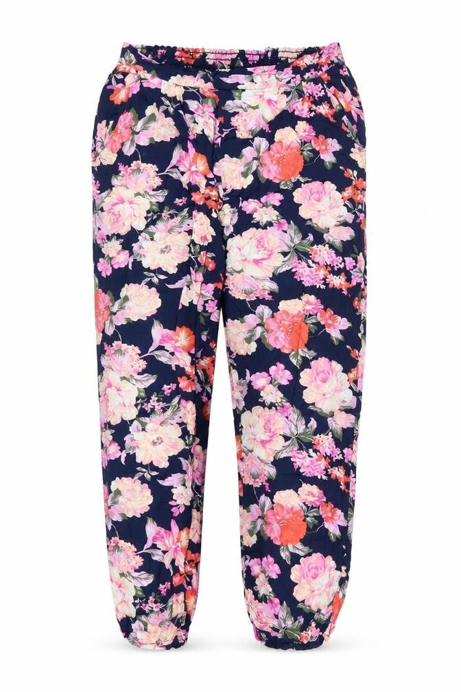 Parisian Womens Multicoloured Floral Viscose Jogger Trousers Size 12 L23 in Regular Drawstring