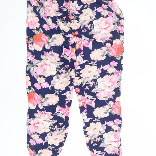 Parisian Womens Multicoloured Floral Viscose Jogger Trousers Size 12 L23 in Regular Drawstring