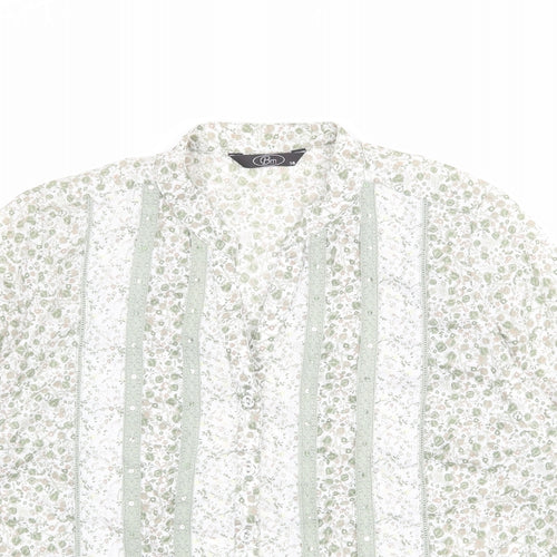 Bonmarché Womens Multicoloured Floral 100% Cotton Basic Button-Up Size 14 V-Neck