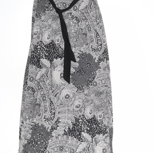 New Look Womens Grey Paisley Polyester Maxi Size 8 Square Neck Pullover - Strapless