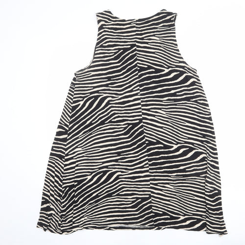 H&M Womens Black Animal Print Viscose Tank Dress Size M Boat Neck Pullover