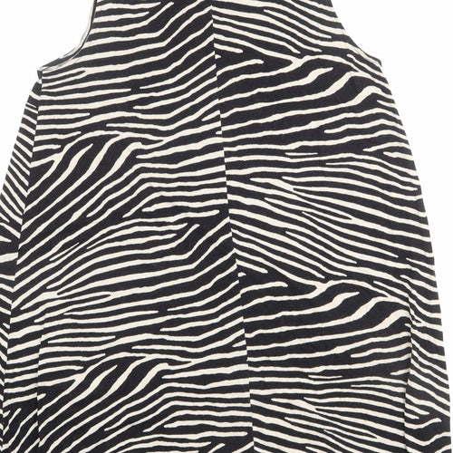 H&M Womens Black Animal Print Viscose Tank Dress Size M Boat Neck Pullover