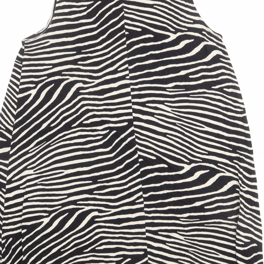 H&M Womens Black Animal Print Viscose Tank Dress Size M Boat Neck Pullover